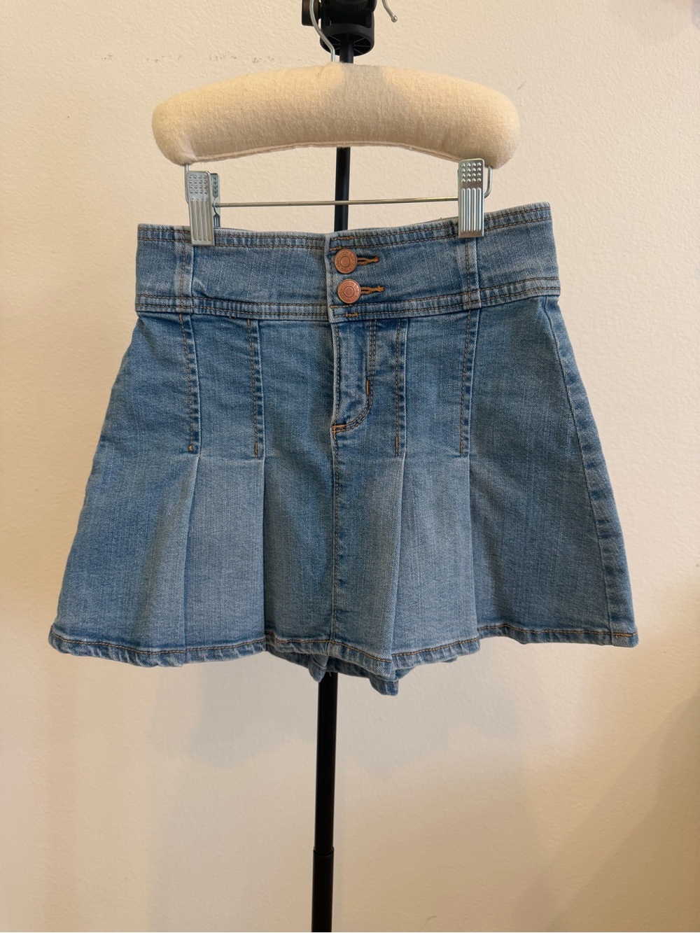 abercrombie kids Blue Denim Pleated Skirt